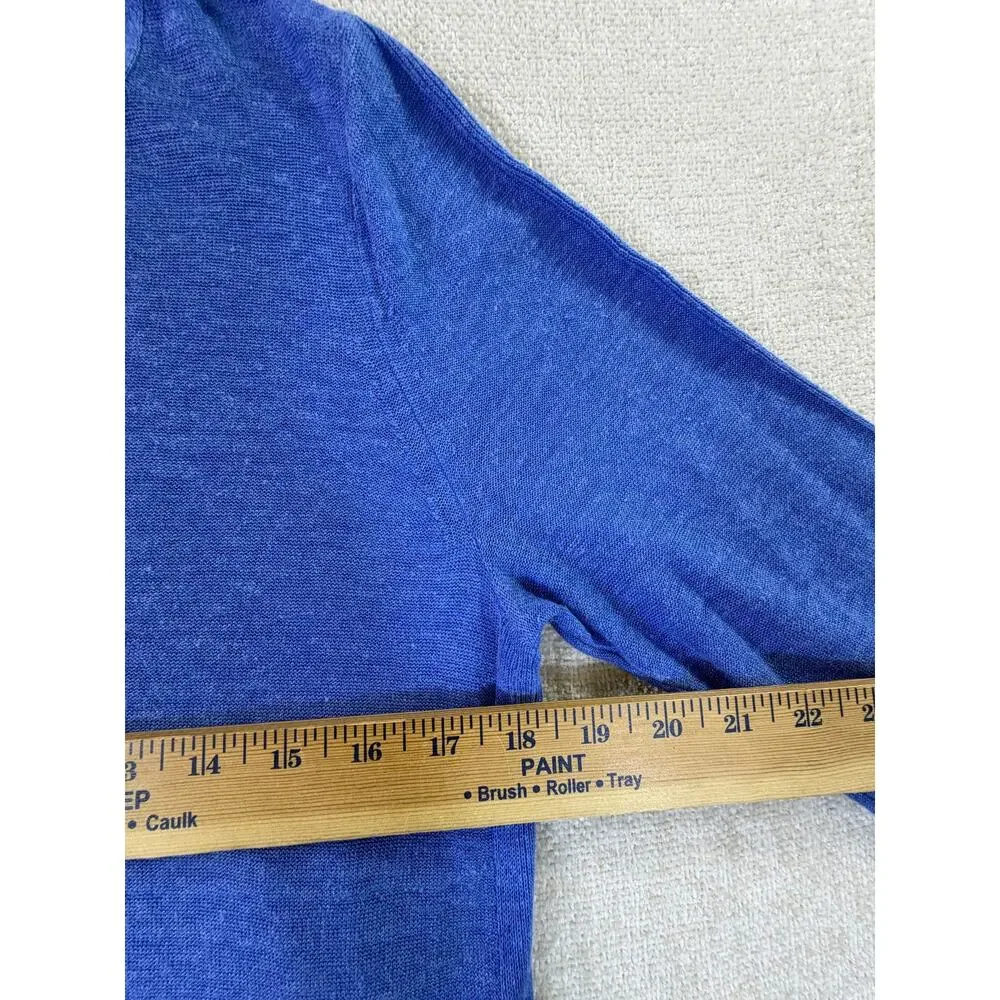 J. Jill Womens Small Blue Linen Blend 3/4 Sleeve Lagenlook Tunic Top Casual Boho